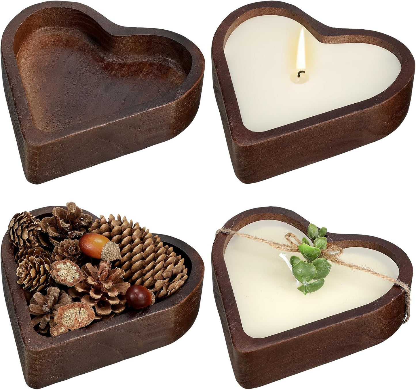 Love In The Air Wooden Heart-Shaped Candle 3wick